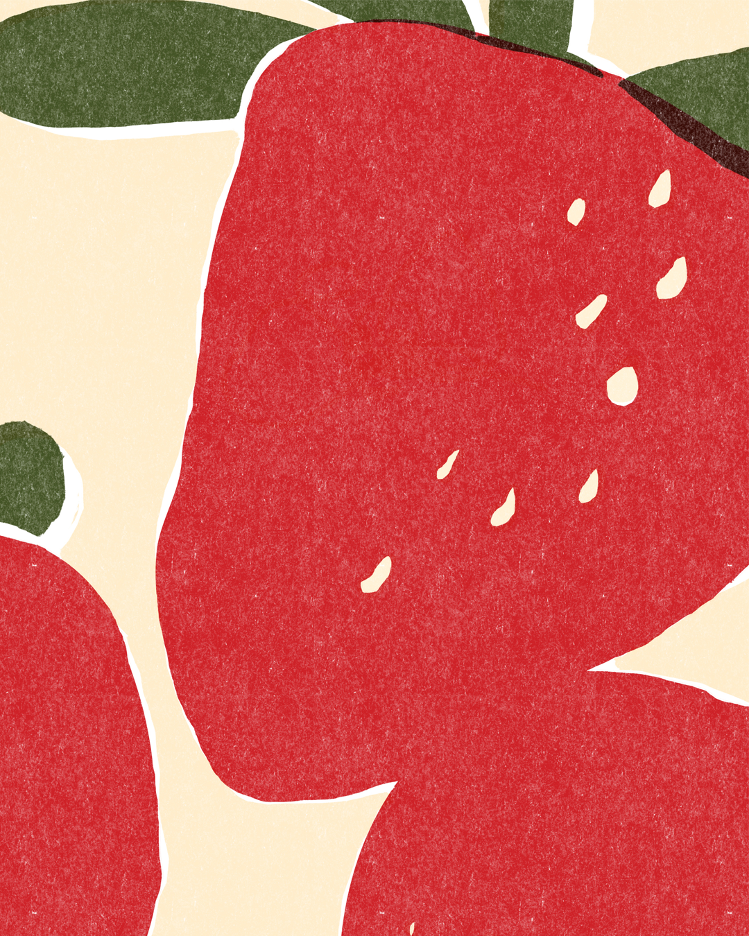 Close-up of red strawberry with brushstroke texture