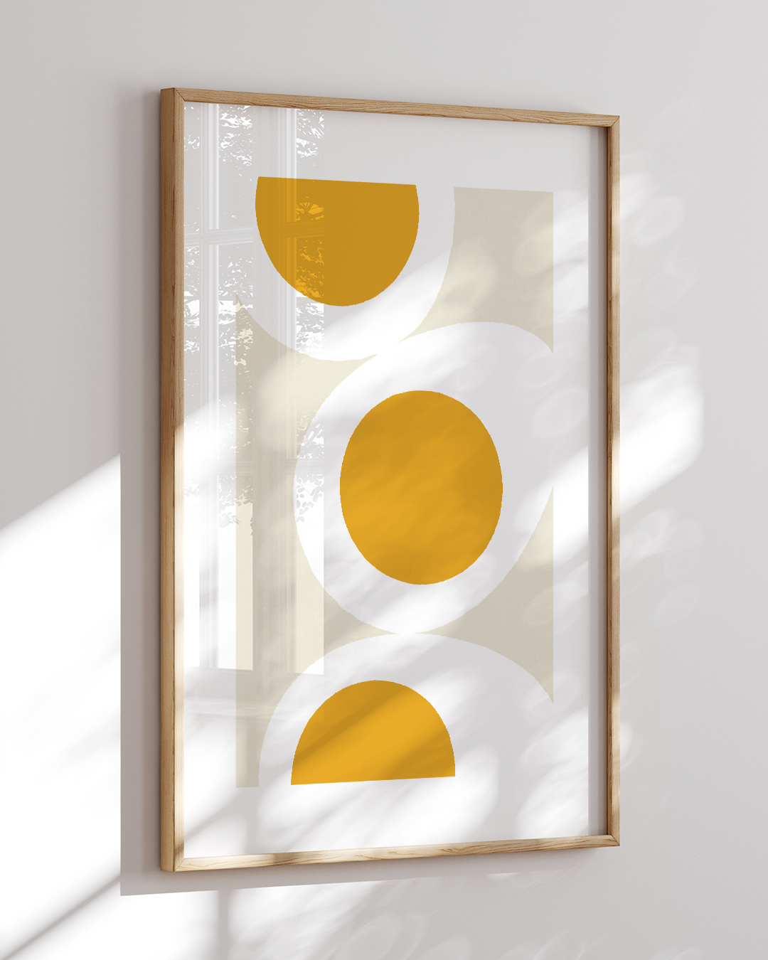 Eggy Weggy Art Print on a white wall with natural light and shadow play